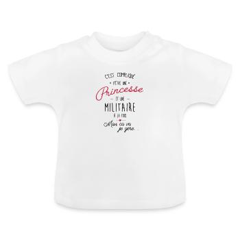 princesse et Militaire - T-shirt bio col rond Bébé - blanc - Devant