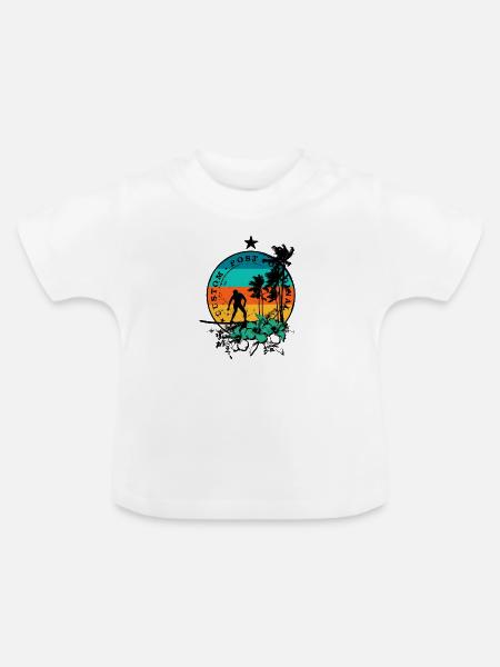 Retro-Surfen - Baby Bio-T-Shirt mit Rundhals - Weiß