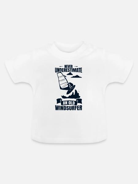 Windsurfender Opa - Baby Bio-T-Shirt mit Rundhals - Weiß