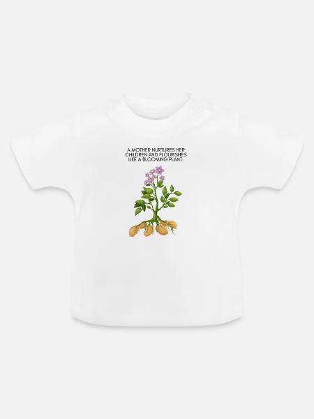 Wachsender Baum Motiv - Baby Bio-T-Shirt mit Rundhals - Weiß