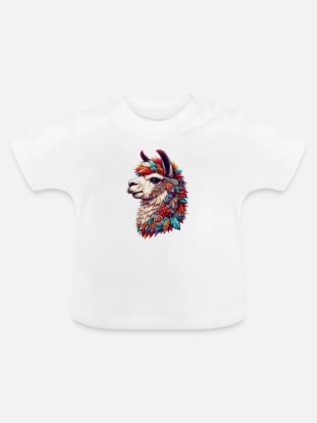 Alpaka - Baby Bio-T-Shirt mit Rundhals - Weiß