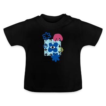 Les Fleurs terribles | Maximaliste Rétro Fleur Fun - T-shirt bio col rond Bébé - noir - Devant