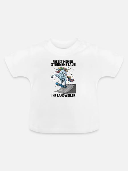 Skateboard-Einhorn - Baby Bio-T-Shirt mit Rundhals - Weiß