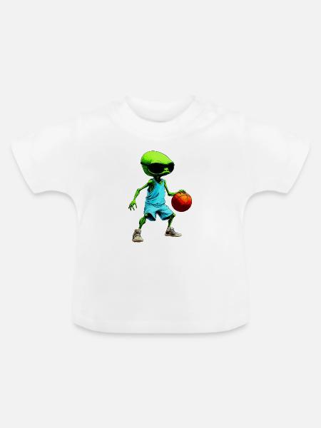 Aliens Basketball - Baby Bio-T-Shirt mit Rundhals - Weiß