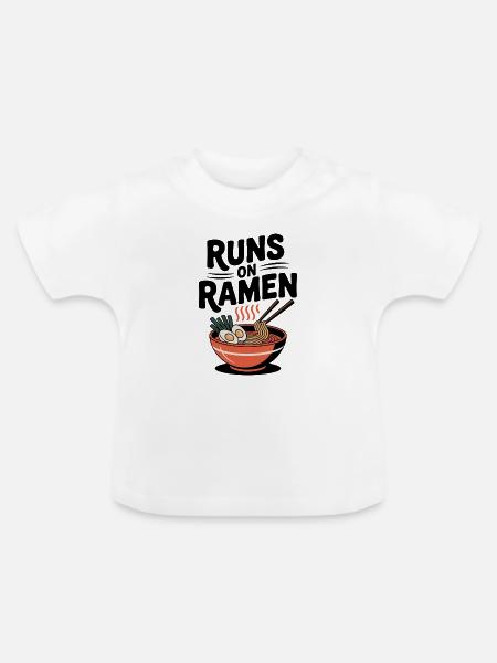 Läuft mit Ramen - Baby Bio-T-Shirt mit Rundhals - Weiß