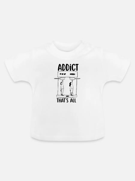 Kaffeesüchtig - Baby Bio-T-Shirt mit Rundhals - Weiß