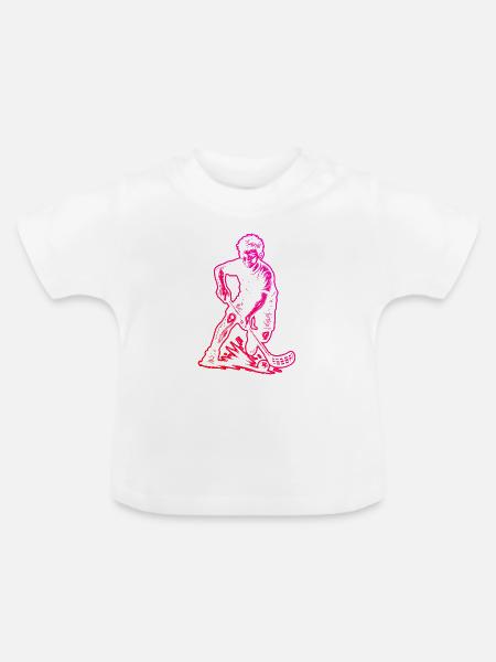 Puristisches Floorball Thema - Baby Bio-T-Shirt mit Rundhals - Weiß