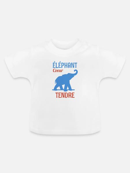Zarter Herz-Elefant - Baby Bio-T-Shirt mit Rundhals - Weiß