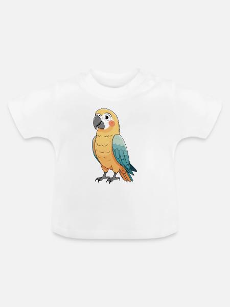 Bunter Papagei Illustration - Baby Bio-T-Shirt mit Rundhals - Weiß