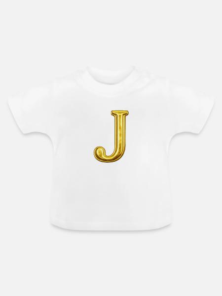 Goldenes J-Buchstabe - Baby Bio-T-Shirt mit Rundhals - Weiß