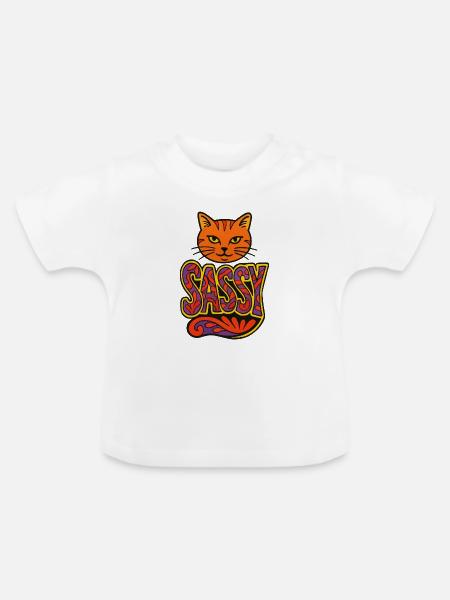 Sassy Cat Psychedelic Script - Baby Bio-T-Shirt mit Rundhals - Weiß
