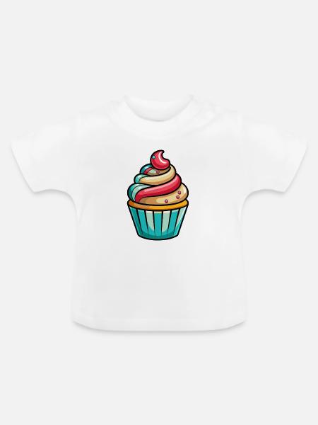 Cupcakes - Baby Bio-T-Shirt mit Rundhals - Weiß
