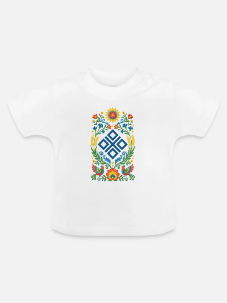 Mokosz-Volksornament - Baby Bio-T-Shirt mit Rundhals - Weiß