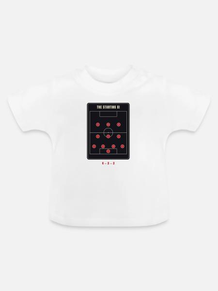 Startelf 4-3-3 Fußballformation - Baby Bio-T-Shirt mit Rundhals - Weiß