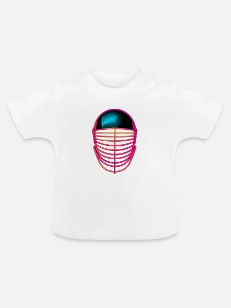 Fechtmaske Skizze - Baby Bio-T-Shirt mit Rundhals - Weiß