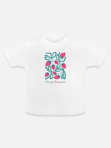 Reife Erdbeeren - Baby Bio-T-Shirt mit Rundhals - Weiß