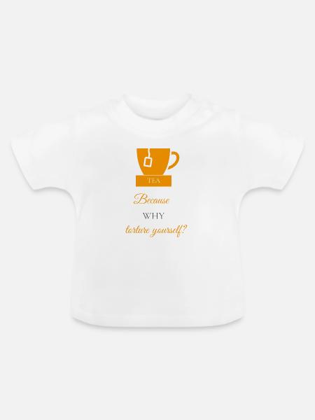 TEA-RIFFIC (Orange + Grau) - Baby Bio-T-Shirt mit Rundhals - Weiß