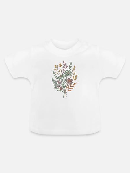 Wildblumen-Bouquet-Tee - Baby Bio-T-Shirt mit Rundhals - Weiß
