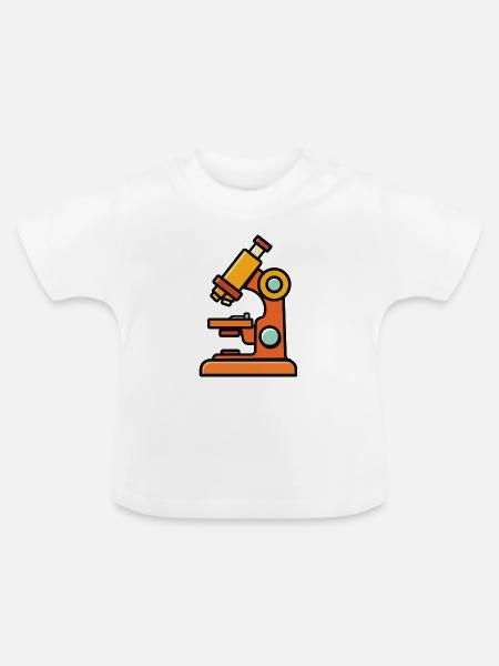 Mikroskop-Illustration fürs Laborabenteuer - Baby Bio-T-Shirt mit Rundhals - Weiß
