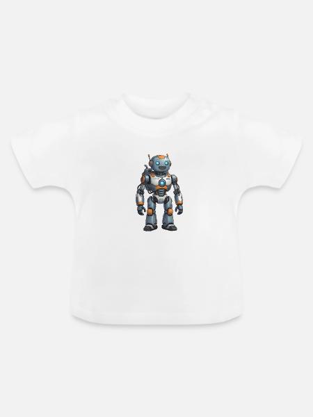 Roboter, humanoid - Baby Bio-T-Shirt mit Rundhals - Weiß