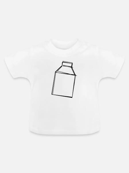 Milchtüte handgezeichnet - Baby Bio-T-Shirt mit Rundhals - Weiß