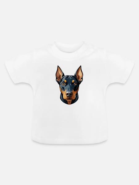 Doberman Pinscher Hundekopf - Baby Bio-T-Shirt mit Rundhals - Weiß