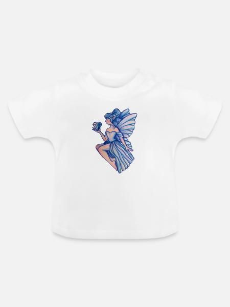 Azurblaue Fee mit Kristall-Edelstein - Baby Bio-T-Shirt mit Rundhals - Weiß
