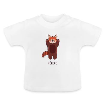 Panda Roux - Féroce - T-shirt bio col rond Bébé - blanc - Devant