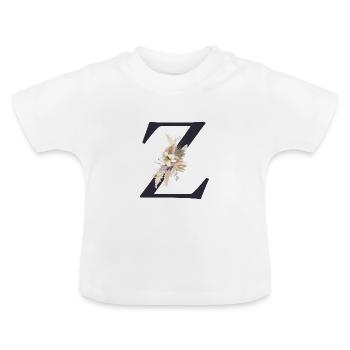 Monogramme Z Floral personnalisable - T-shirt bio col rond Bébé - blanc - Devant