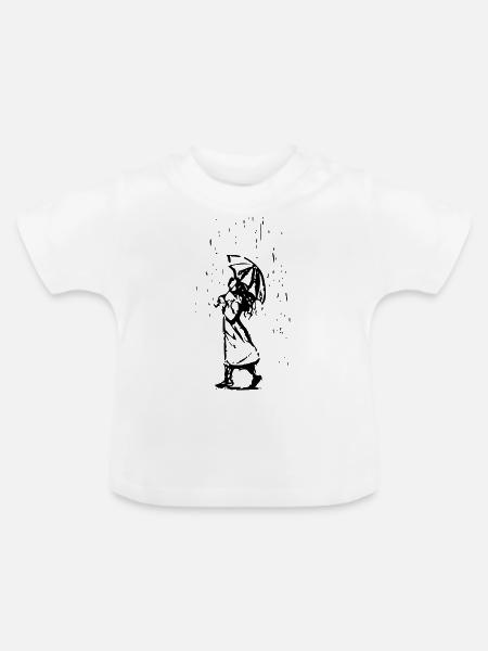 Mädchen mit Regenschirm - Baby Bio-T-Shirt mit Rundhals - Weiß