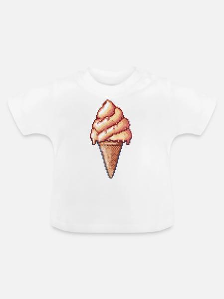 Ice Cream Pixel Symbol - Baby Bio-T-Shirt mit Rundhals - Weiß