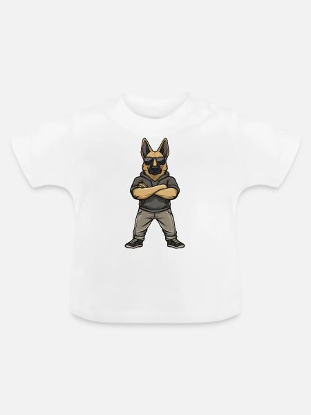 Schäferhund Comic - Baby Bio-T-Shirt mit Rundhals - Weiß