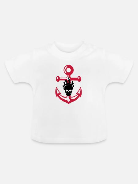 Anker und Schädel - Baby Bio-T-Shirt mit Rundhals - Weiß