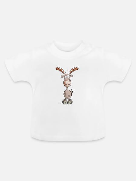 Elchlein - Baby Bio-T-Shirt mit Rundhals - Weiß