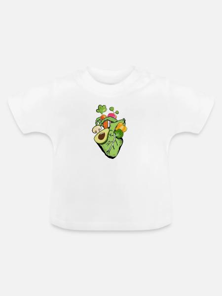 Veganes Herz - Baby Bio-T-Shirt mit Rundhals - Weiß