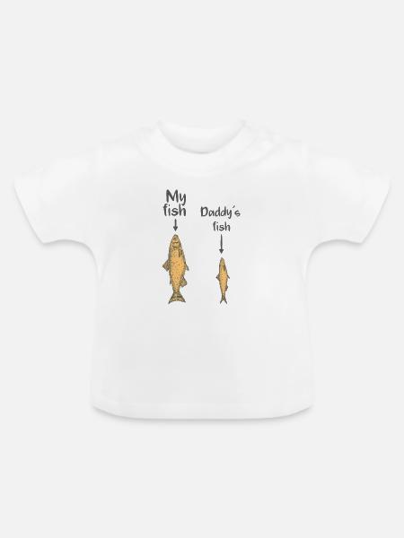 My fish, Daddy´s fish - Baby Bio-T-Shirt mit Rundhals - Weiß