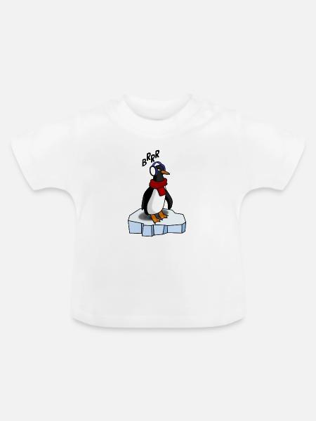 Dem süßen Pinguin ist kalt - Baby Bio-T-Shirt mit Rundhals - Weiß
