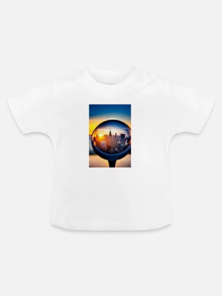 Stadt Kugel - Baby Bio-T-Shirt mit Rundhals - Weiß