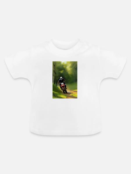 Motocross Fahren - Baby Bio-T-Shirt mit Rundhals - Weiß