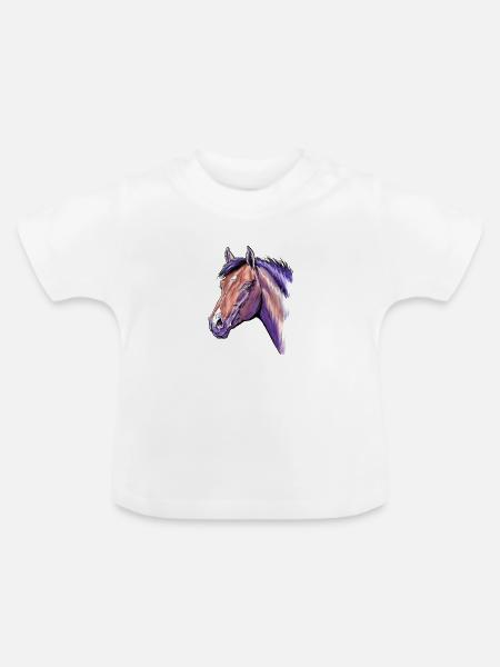 Pferd Portrait - Baby Bio-T-Shirt mit Rundhals - Weiß