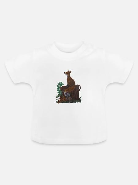 meditativer Fuchs - Baby Bio-T-Shirt mit Rundhals - Weiß