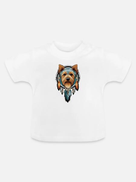 Yorkshire Terrier Traumfänger - Baby Bio-T-Shirt mit Rundhals - Weiß