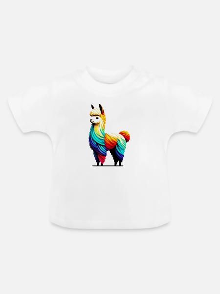 Alpaka - Baby Bio-T-Shirt mit Rundhals - Weiß