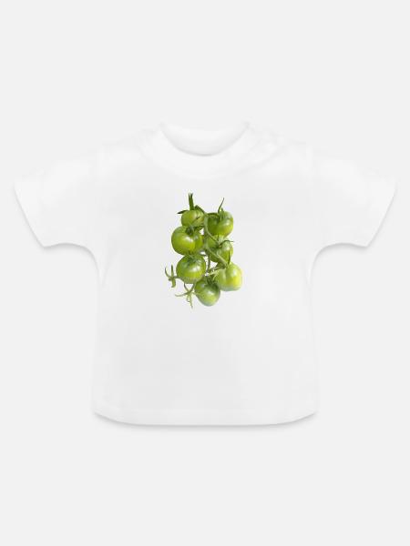 Grüne Tomaten am Weinstock - Baby Bio-T-Shirt mit Rundhals - Weiß