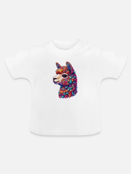 Alpaka - Baby Bio-T-Shirt mit Rundhals - Weiß
