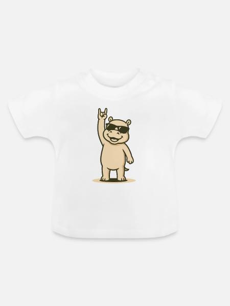 HipHoppo Rocks - Baby Bio-T-Shirt mit Rundhals - Weiß