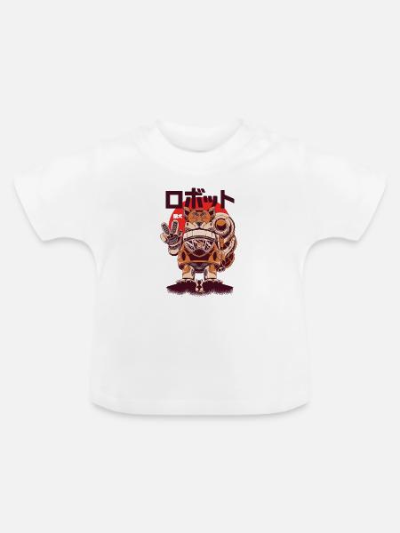 Shiba Inu im Robotermodus - Baby Bio-T-Shirt mit Rundhals - Weiß