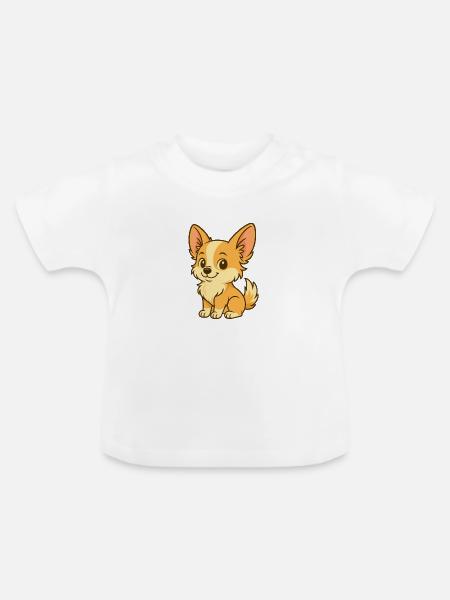 Zuckersüßer Welpe - Chihuahua - Baby Bio-T-Shirt mit Rundhals - Weiß