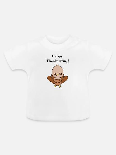 Niedliche Truthahn-Illustration für Thanksgiving - Baby Bio-T-Shirt mit Rundhals - Weiß