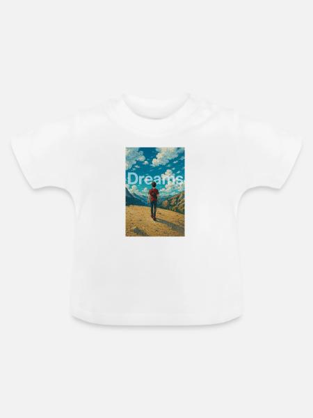Träumer in den Bergen - Baby Bio-T-Shirt mit Rundhals - Weiß